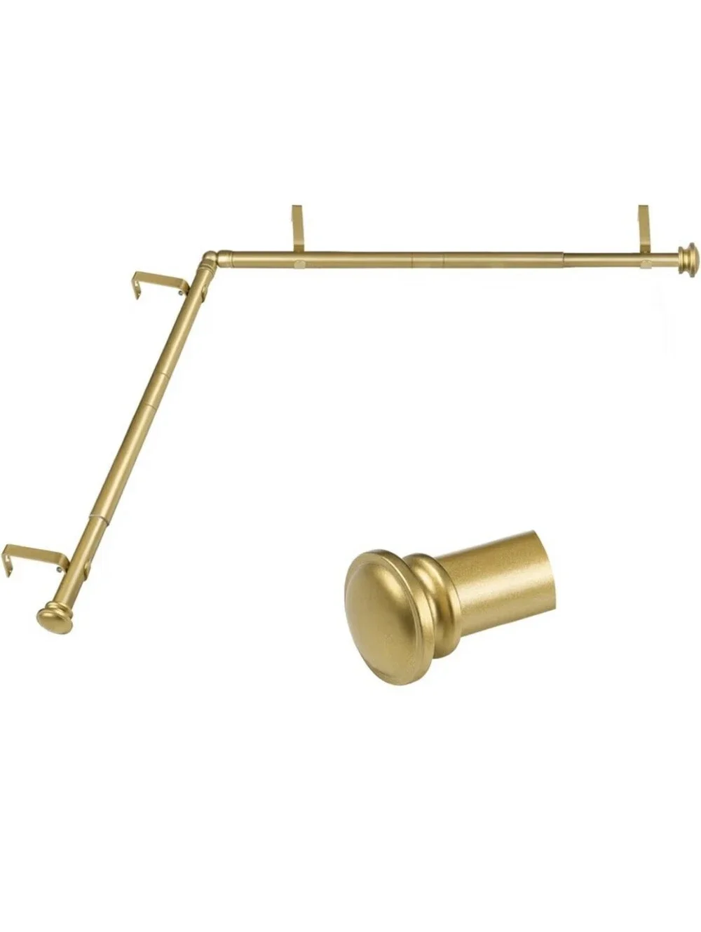 32-86 Inch Gold Corner Curtain Rod L Shaped Heavy Duty Metal Window Rod